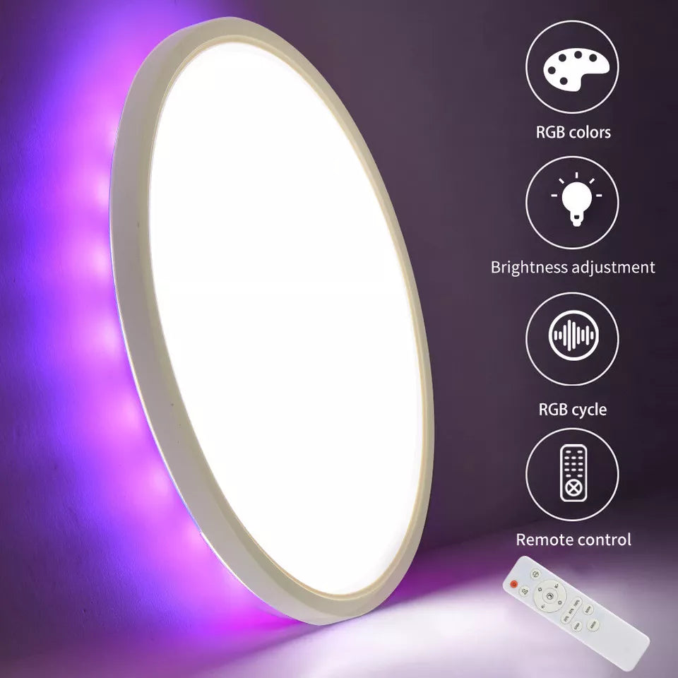 24W RGB LED Ceiling Light with Remote Control, Dimmable Colour Changing Flush Mount Ceiling Light