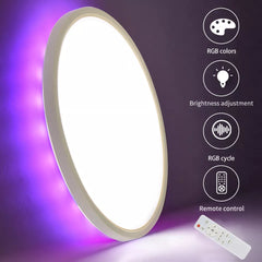 12-Inch 24W RGB Dimmable LED Flush Mount Ceiling Light - High Brightness 3200lm, Remote-Controlled