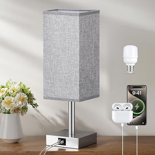 Aooshine Touch Bedside Lamp with USB A+C Charging