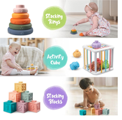 Aliex 6-in-1 Montessori Baby Toy – Stacking Rings, Blocks, Shape Sorter & Xylophone, 12+ Months