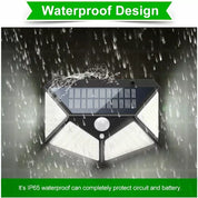 100 LED Solar Security Light, PIR Motion Sensor Wall Light, 3 Modes, 270° Wide Angle, IP65 Waterproof for Outdoor Garden Fence Yard & Pathway