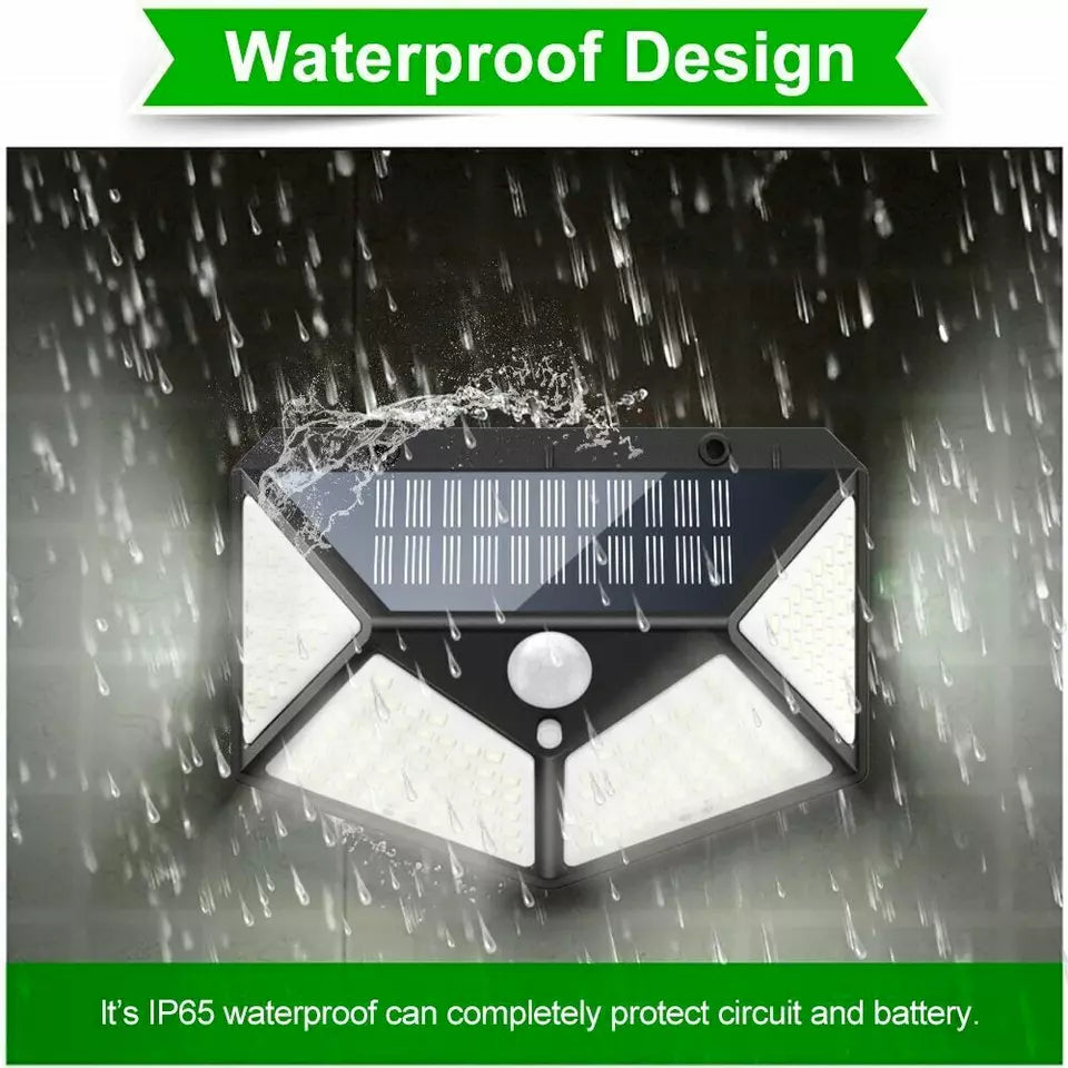 100 LED Solar Security Light, PIR Motion Sensor Wall Light, 3 Modes, 270° Wide Angle, IP65 Waterproof for Outdoor Garden Fence Yard & Pathway