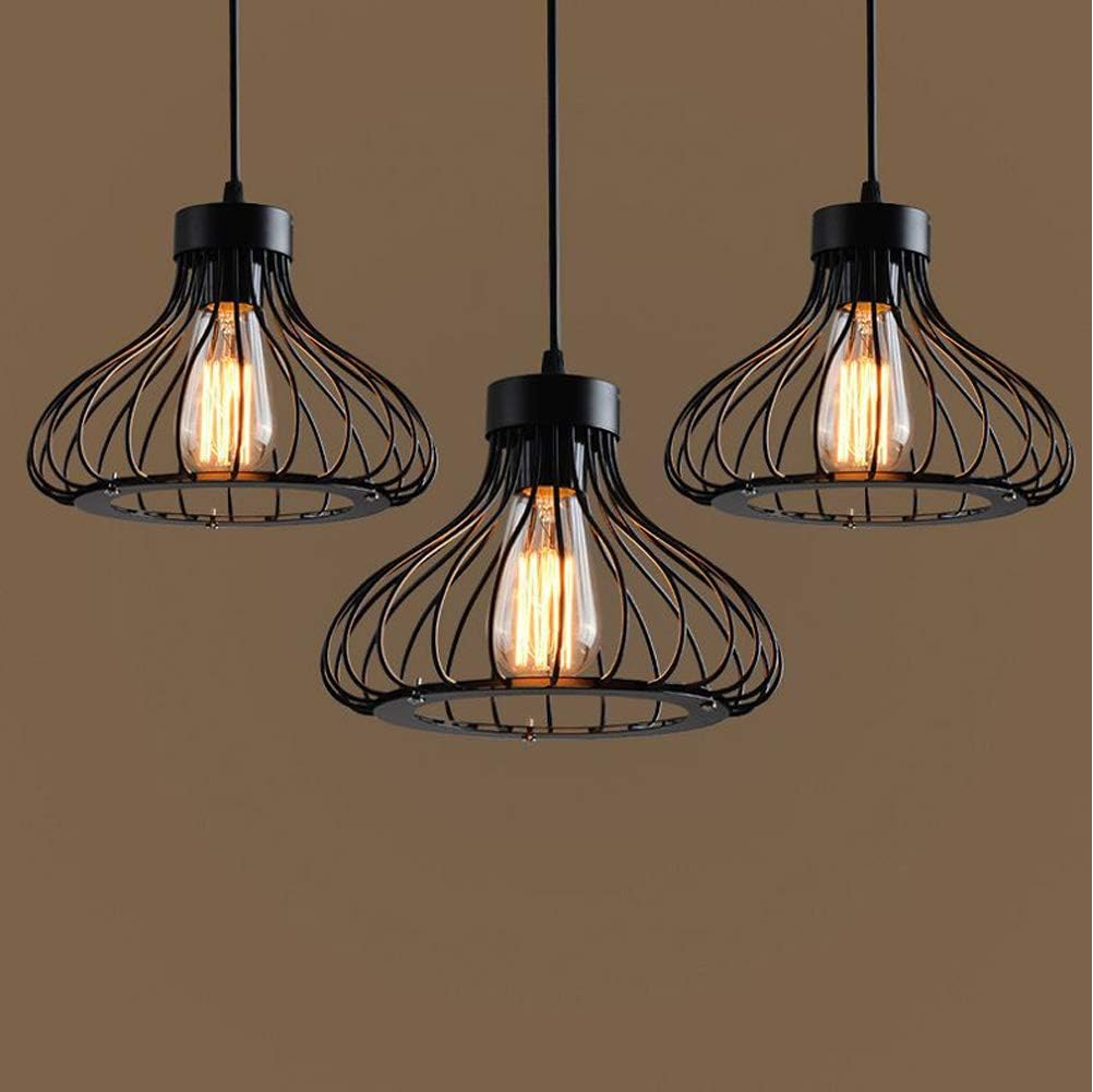 Industrial Retro Cage Ceiling Pendant Light, Vintage Hanging Lighting Fixture for Kitchen, Dining, and Loft Spaces