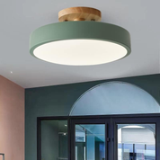 12W 8.6 Inch Green LED Ceiling Light, 3 Adjustable Color Temperatures (3000K/4000K/6000K), Modern Wood Flush Mount for Living Room, Bedroom, Kitchen, and Hallway