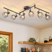 Adjustable Industrial Black Metal Cage Wall Lights, 2 Pack