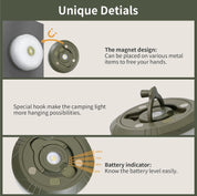 2-in-1 Rechargeable Camping String Lights (32.8ft) with Lantern & 5 Modes