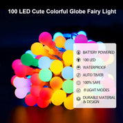 12M 100 LED Battery Operated Multicolor Globe Fairy Lights