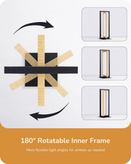 180-degree rotatable inner frame with flexible light angles on a white background