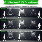 100 LED Solar Security Light, PIR Motion Sensor Wall Light, 3 Modes, 270° Wide Angle, IP65 Waterproof for Outdoor Garden Fence Yard & Pathway