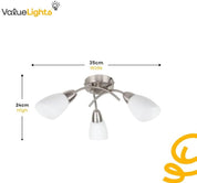 Modern 3-Way Chrome Ceiling Light with Frosted Glass Shades