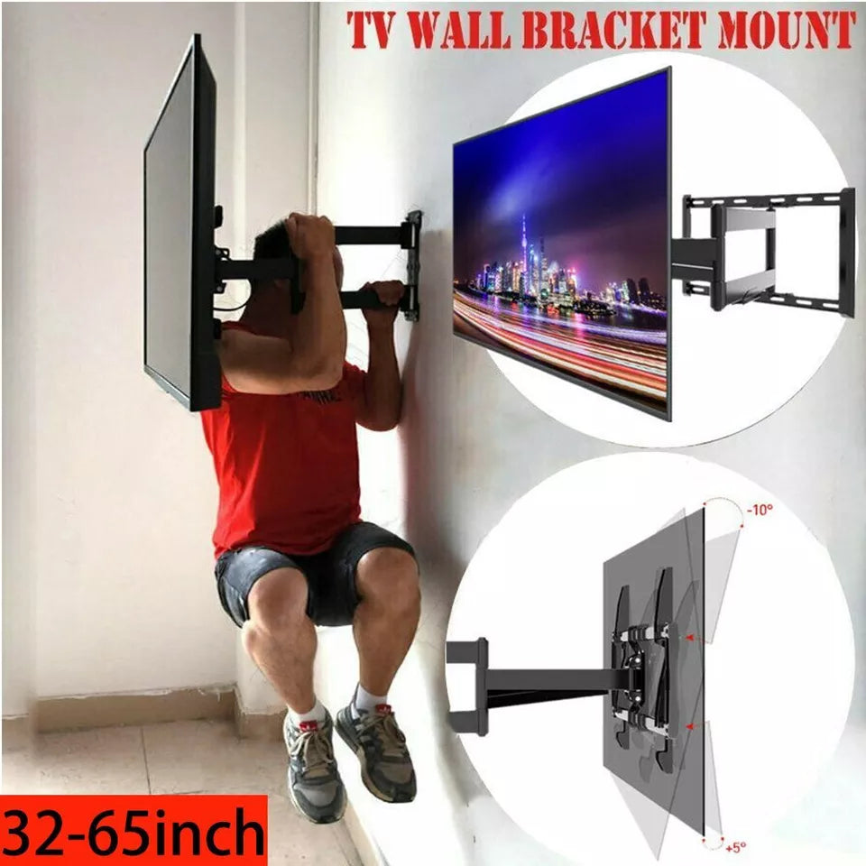 32"-65" Heavy Duty Tilt Corner TV Mount Flexible Full Motion Swing Arm Bracket