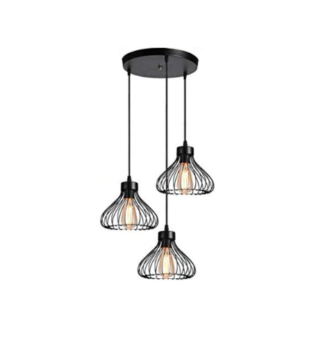 Industrial Retro Cage Ceiling Pendant Light, Vintage Hanging Lighting Fixture for Kitchen, Dining, and Loft Spaces
