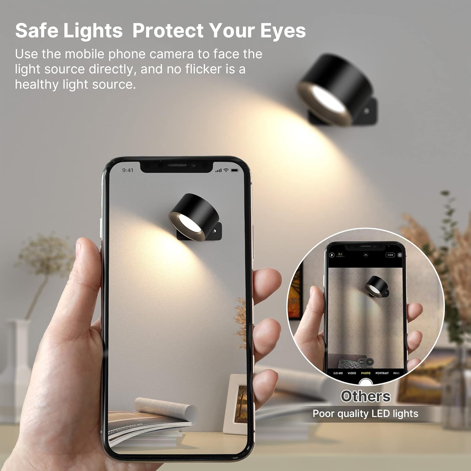 LED Wall Light with 3 Color Modes & Brightness Levels