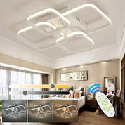 LED Ceiling Light with Remote – 4 Square Black Modern Chandelier
