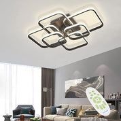 LED Ceiling Light with Remote – 4 Square Black Modern Chandelier