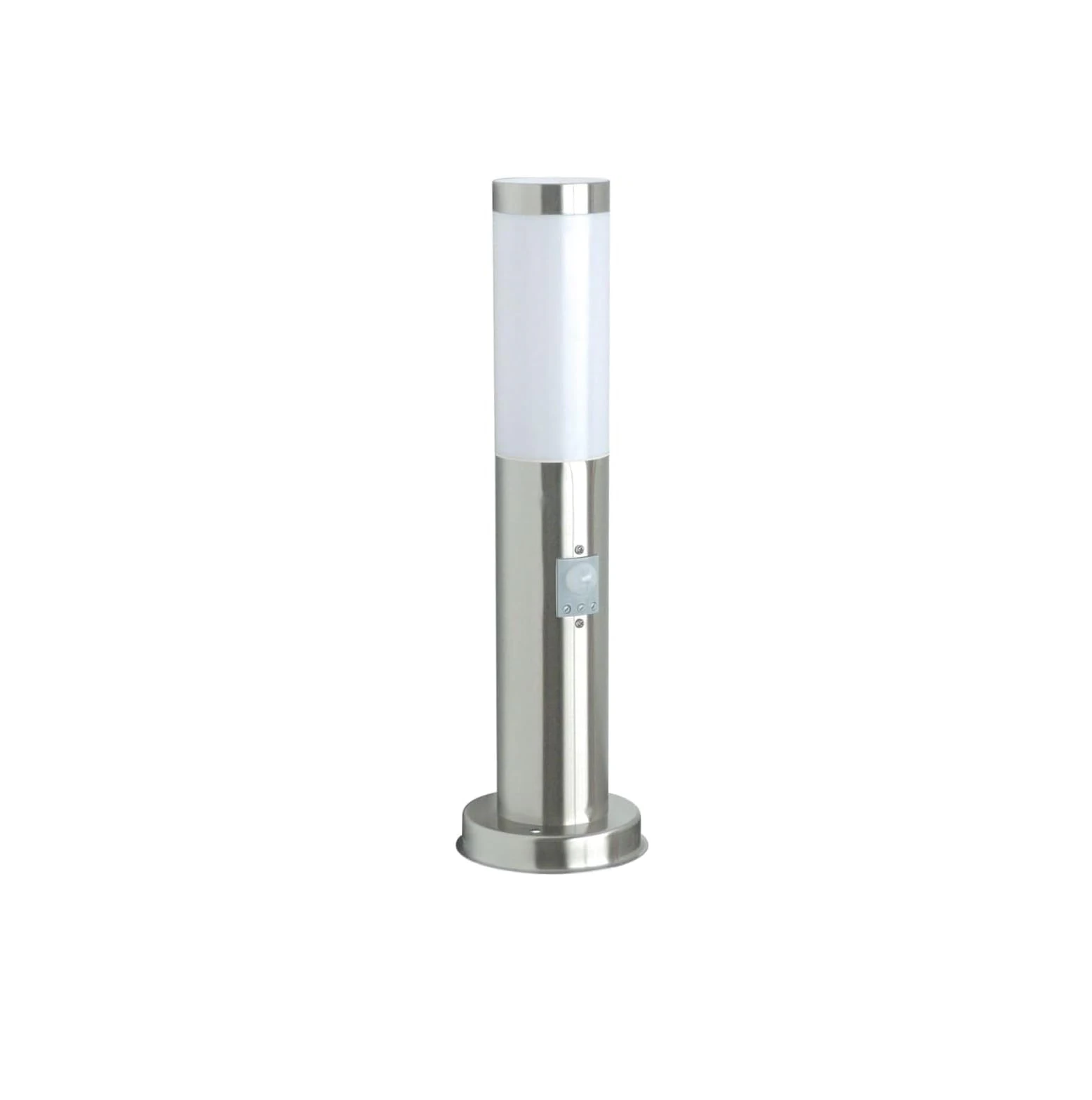 Outdoor Garden Post, PIR Motion Sensor, Stainless Steel, Wired, 45 cm, E27 Bulb Fitting, IP44, Silver