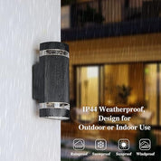 Modern Outdoor Wall Light with Up Down LED Bulbs