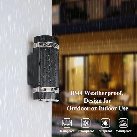 Modern Outdoor Wall Light with Up Down LED Bulbs