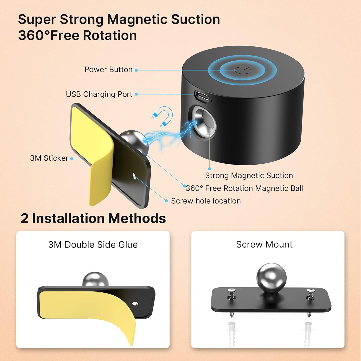 LED Wall Light with 3 Color Modes & Brightness Levels