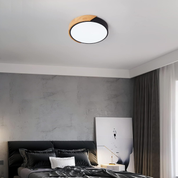 Modern LED Ceiling Light 24W, Oak & Iron Frame, 1600LM Cool White 6000K, Ideal for Living Room & Hallway