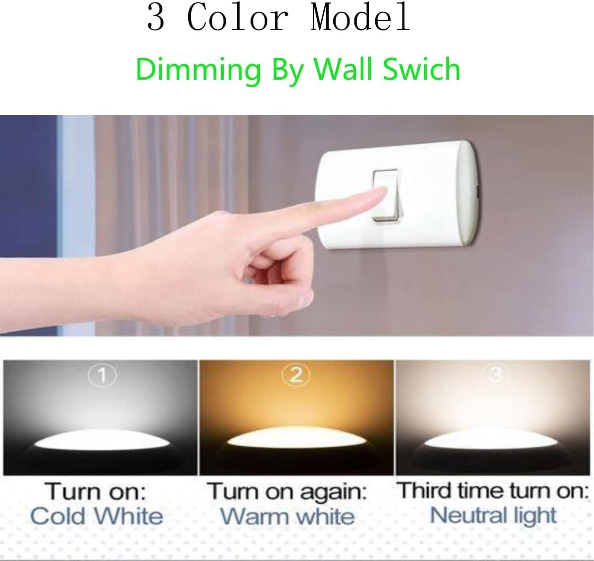12W 8.6 Inch Green LED Ceiling Light, 3 Adjustable Color Temperatures (3000K/4000K/6000K), Modern Wood Flush Mount for Living Room, Bedroom, Kitchen, and Hallway