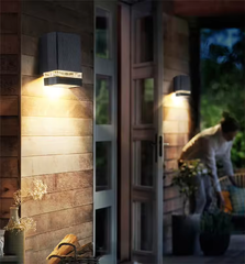 Square Shape LED Up Wall Lights, Waterproof Outdoor Garden Porch Sconce Door Wall Lamp | 2 Layers