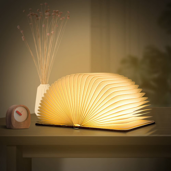 Led Book Light Wooden Folding Lamp, Timer Table Book Lamp Night Light Perfect for Home, Office & Room Decor