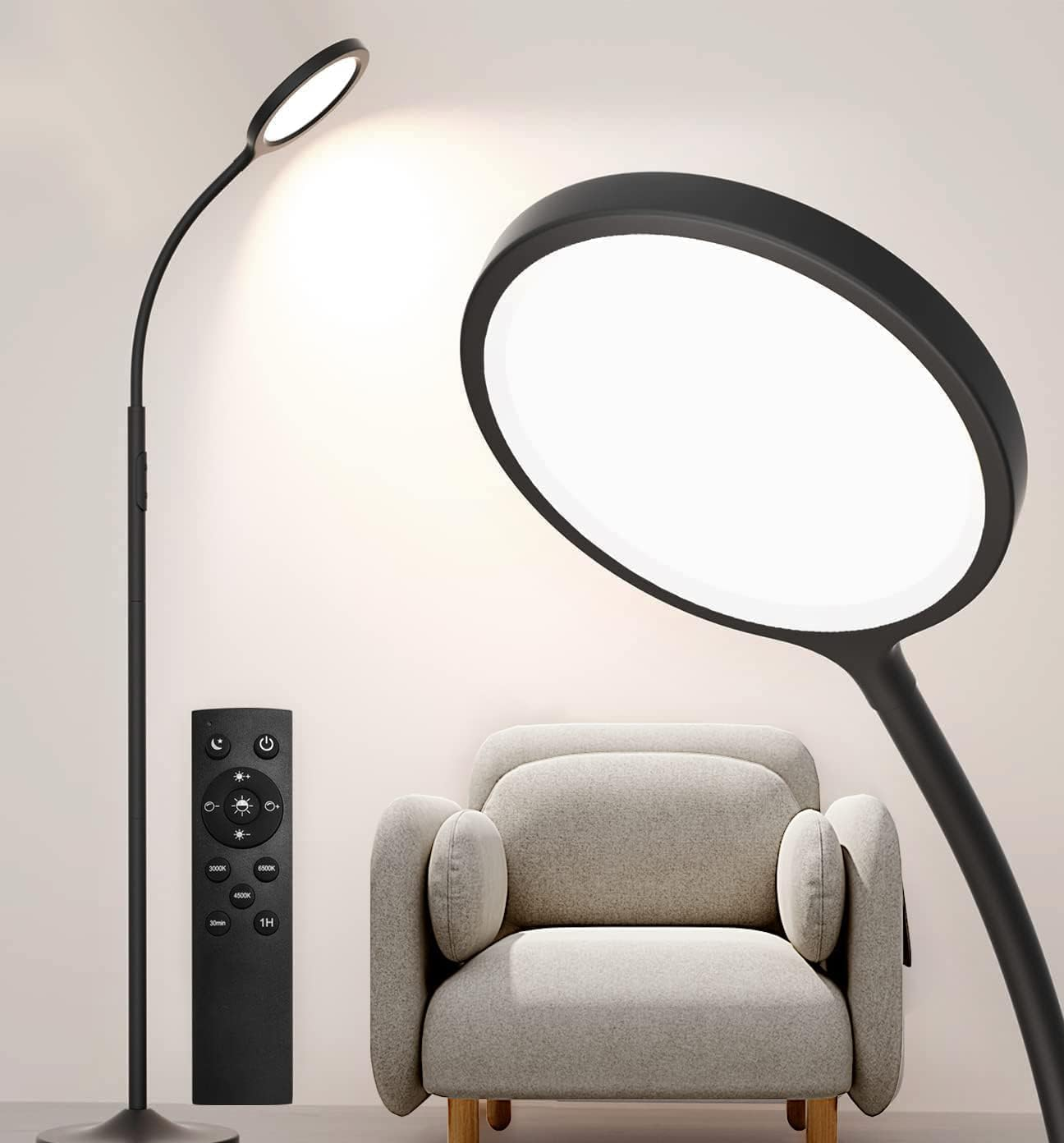 Keepsmile LED Floor Lamp – Dimmable Standing Lamp with Remote & Adjustable Gooseneck