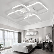 LED Ceiling Light with Remote – 4 Square Black Modern Chandelier