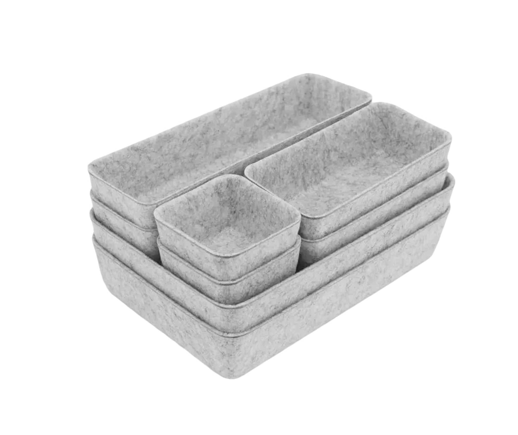 8-Piece Felt Drawer Organizer Set – Eco-Friendly Desk & Makeup Storage Trays (White)