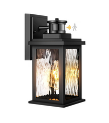 Porch Light Outdoor with Motion Sensor, Dusk-to-Dawn Black