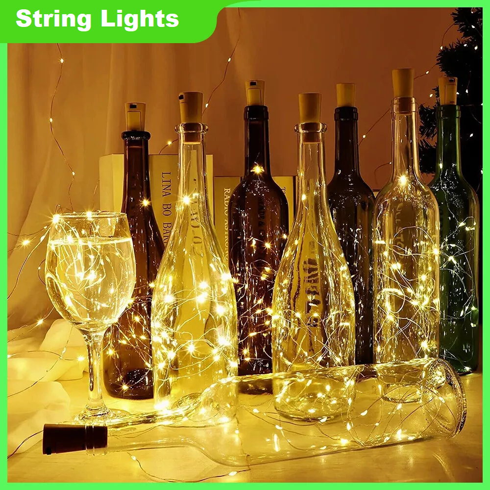 Buy 6, Get 6 Free - Battery-Operated Cork Shaped Bottle String Lights (20 LEDs, 2M) for Weddings & Parties