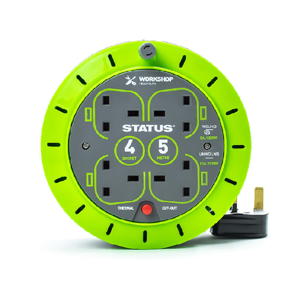 2 Socket Cable Reel – 110V 16A Heavy-Duty Extension Lead with Thermal Cut-Out