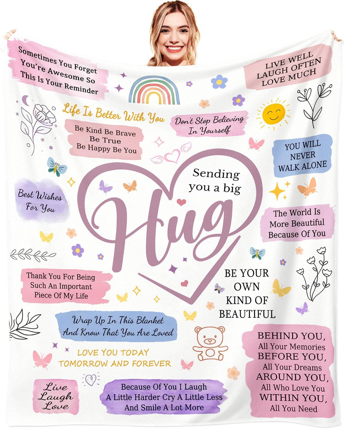 Best Friend Gift Blanket for Women – Flannel Hug Throw, 150x130cm, Birthday & Christmas Present