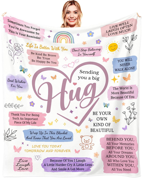 Best Friend Gift Blanket for Women – Flannel Hug Throw, 150x130cm, Birthday & Christmas Present