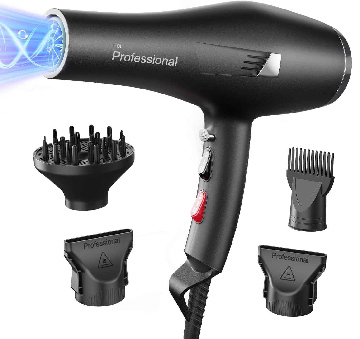 Ionic Hair Dryer – Fast Dry Blow Dryer with Diffuser & Comb, 2 Speed 3 Heat