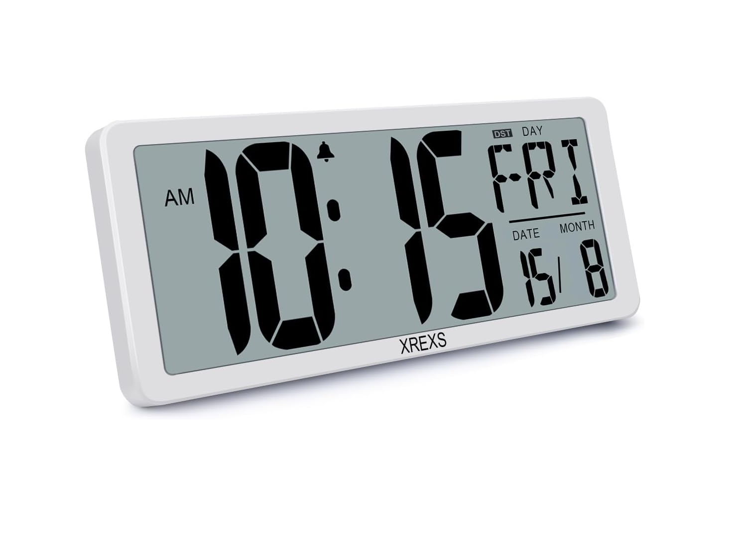 Extra Large LCD Digital Wall Clock with Time, Date & Temperature Display (Battery)