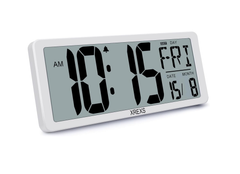 Extra Large LCD Digital Wall Clock with Time, Date & Temperature Display (Battery)