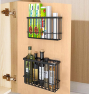 EigPluy 2pcs Self-Adhesive Wall Mounted Metal Storage Boxes – Black Cabinet Organiser