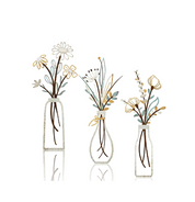 3 Pcs Metal Flower Wall Art Rustic Boho Décor Set
