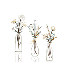 3 Pcs Metal Flower Wall Art Rustic Boho Décor Set