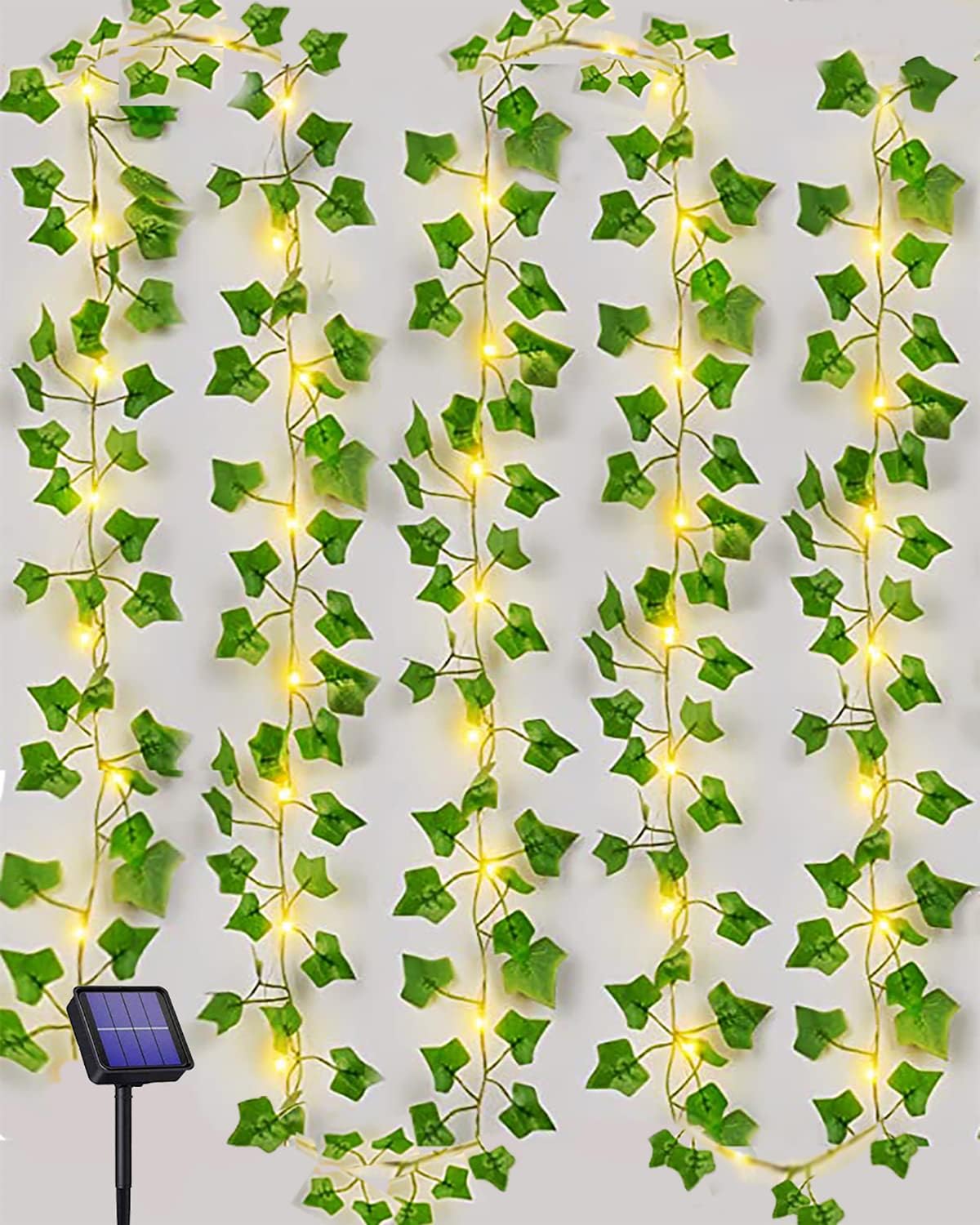 Solar String Lights 10M 100 LED Ivy Garland – Solar Powered, 8 Modes, Waterproof
