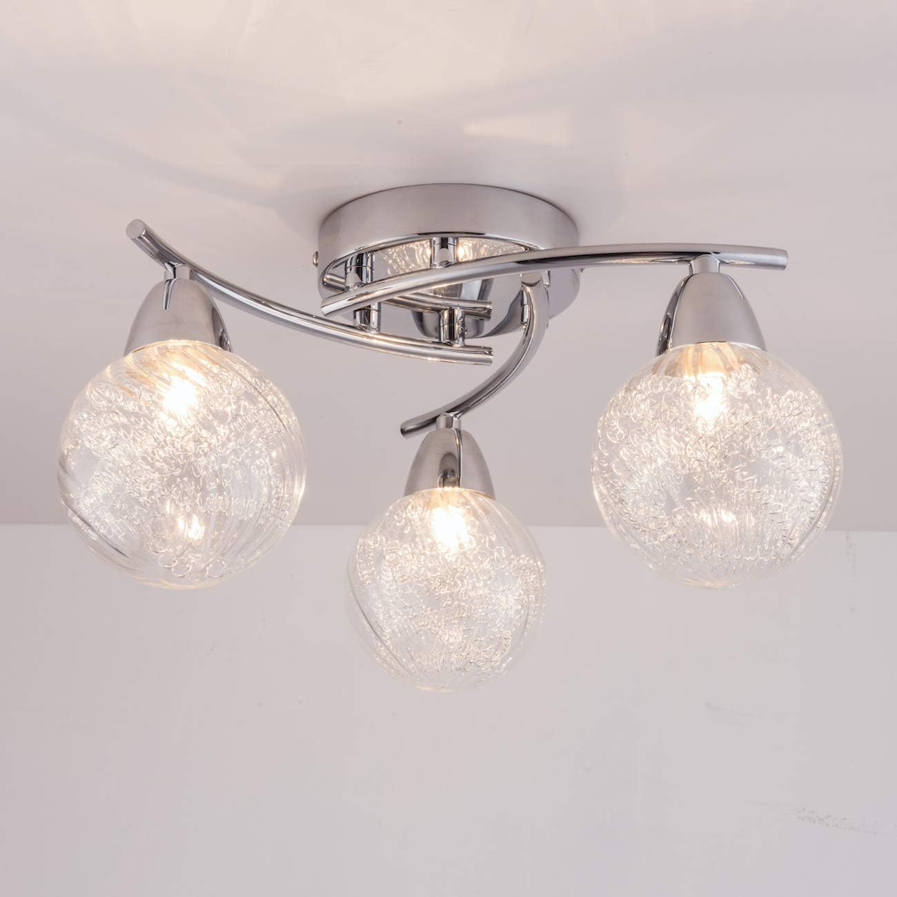 BOLLA 3-Light Semi Flush LED Ceiling Light Chrome