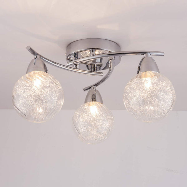BOLLA 3-Light Semi Flush LED Ceiling Light Chrome