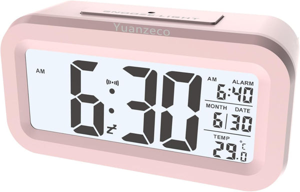 Night Light Digital Alarm Clock – 4.5" Large Display, Temperature, Snooze, Battery Powered