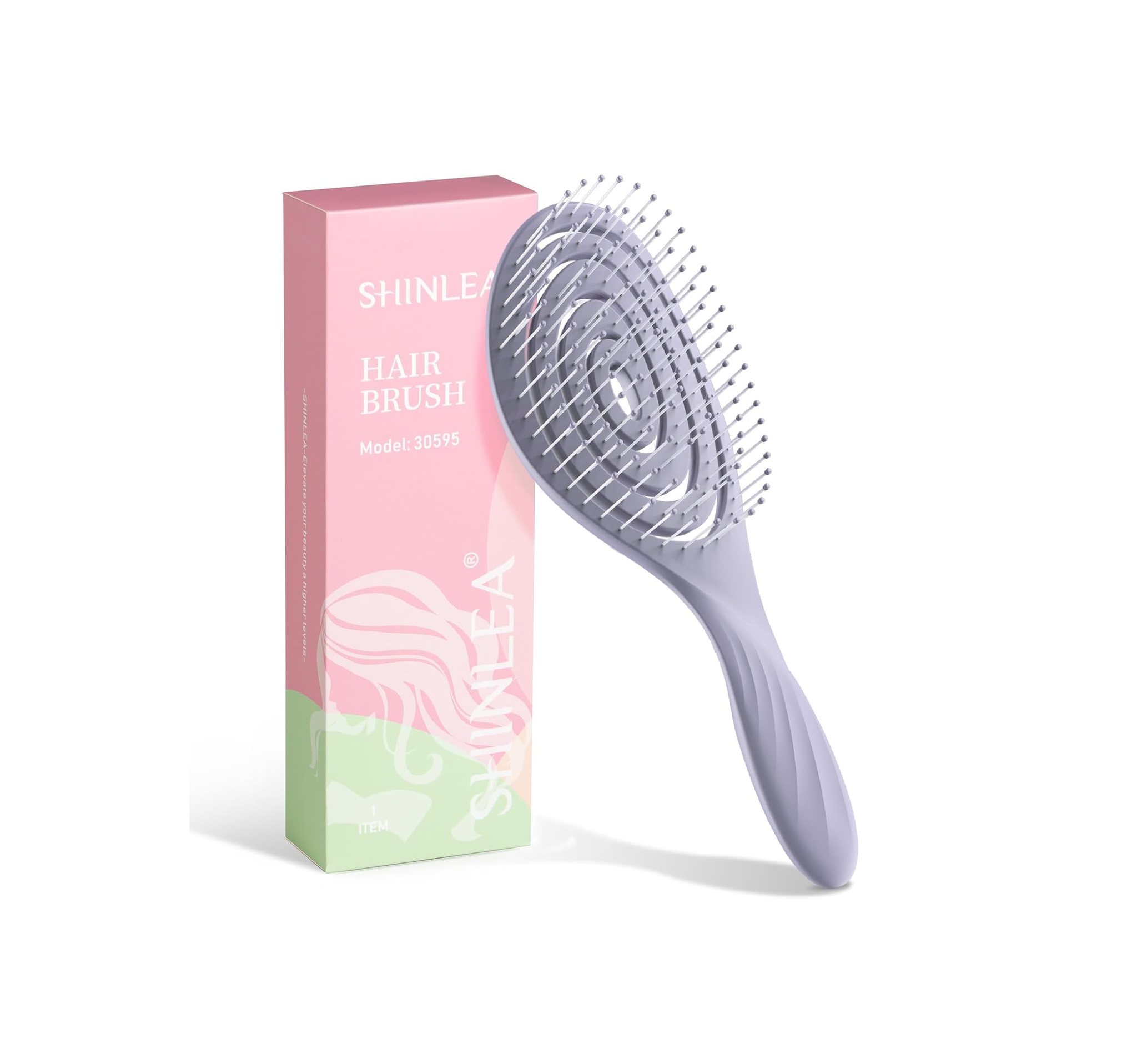 Anti-Tangle Detangling Hair Brush for Wet & Dry Hair, Spiral Massaging Brush, Purple