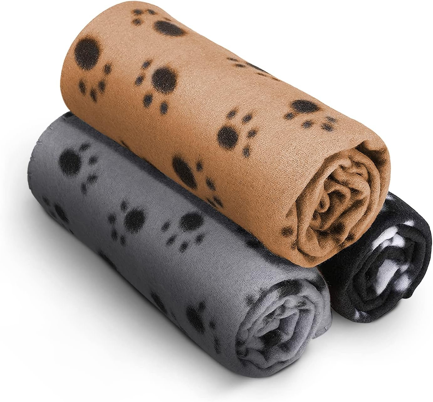 FurDreams 3-Pack Pet Blankets – Soft Flannel Fleece Throws, Washable & Lightweight