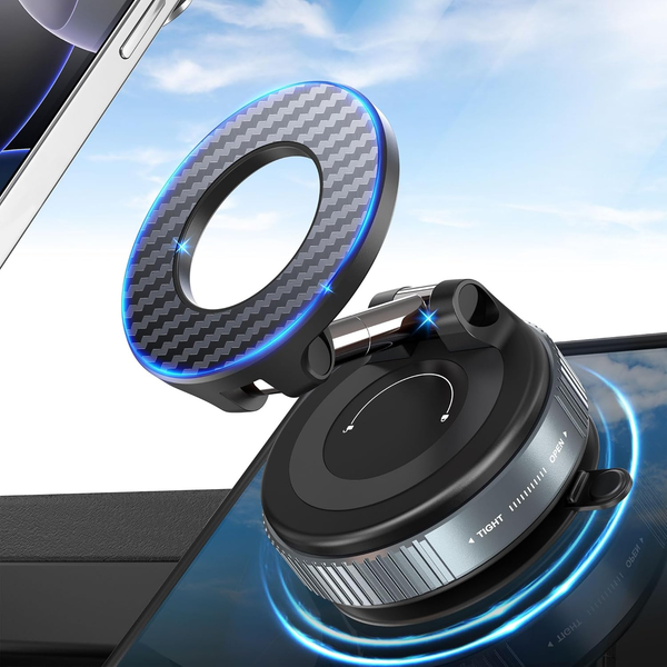 Vacuum Magnetic Car Phone Holder – 360° Rotatable Foldable Mount for iPhone & Smartphones