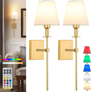 Set of 2 Gold Rechargeable Wall Lights