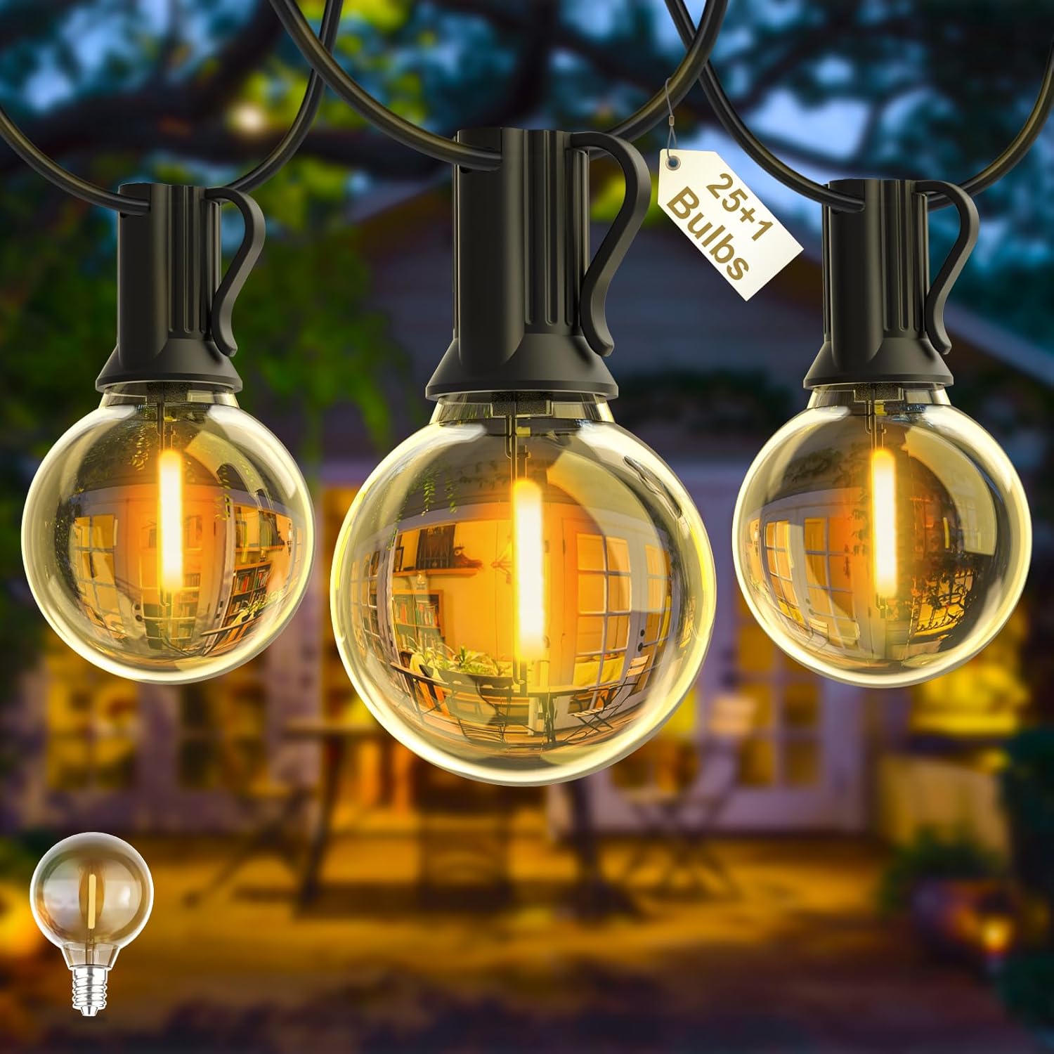 Shatterproof 50Ft LED Outdoor Festoon String Lights